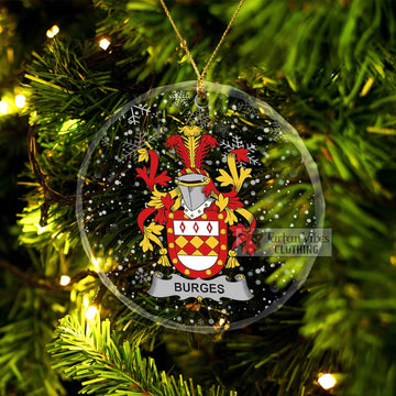 Burges Irish Clan Christmas Glass Ornament with Coat of Arms