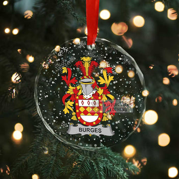 Burges Irish Clan Christmas Glass Ornament with Coat of Arms