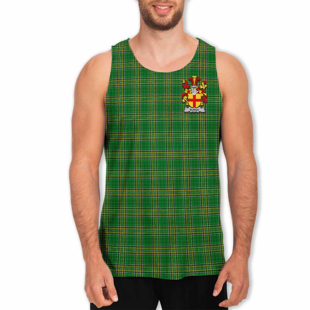 Tartan Vibes Clothing Burgh Irish Clan Tartan Men's Tank Top with Coat of Arms