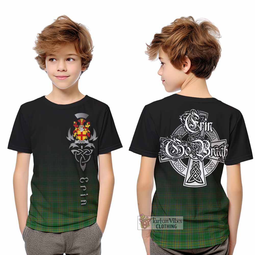 Burgh Irish Clan Kid T-Shirt with Coat of Arms Erin Go Bragh Celtic Inspired - Tartan Vibes Clothing