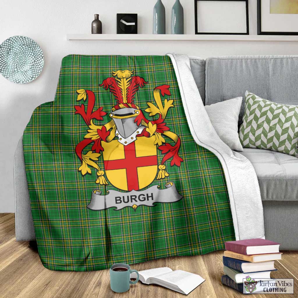 Burgh Irish Clan Tartan Blanket with Coat of Arms - Tartan Vibes Clothing