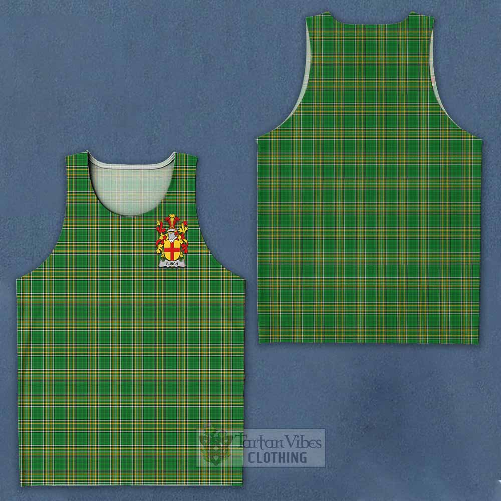 Tartan Vibes Clothing Burgh Irish Clan Tartan Men's Tank Top with Coat of Arms