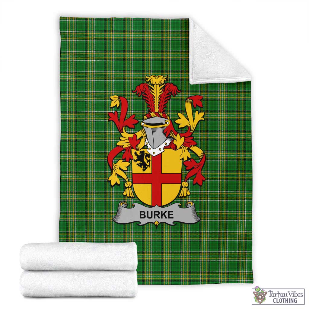 Burke Irish Clan Tartan Blanket with Coat of Arms X-Large 59 x 79 inches 150 x 200 cm - Tartan Vibes Clothing