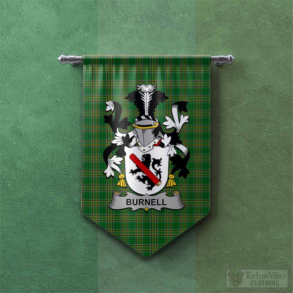 Burnell Irish Clan Tartan Gonfalon, Tartan Banner with Coat of Arms Chevron - Tartan Vibes Clothing