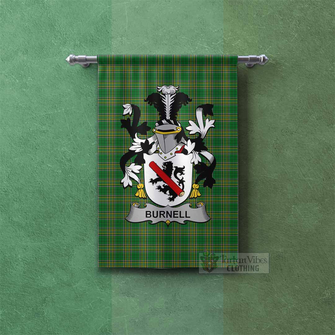 Burnell Irish Clan Tartan Gonfalon, Tartan Banner with Coat of Arms Rectangle - Tartan Vibes Clothing