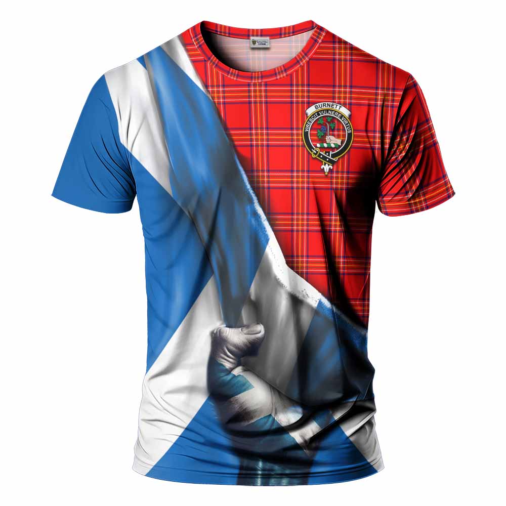 Tartan Vibes Clothing Burnett Tartan T-Shirt with Family Crest Scotland Patriotic Style