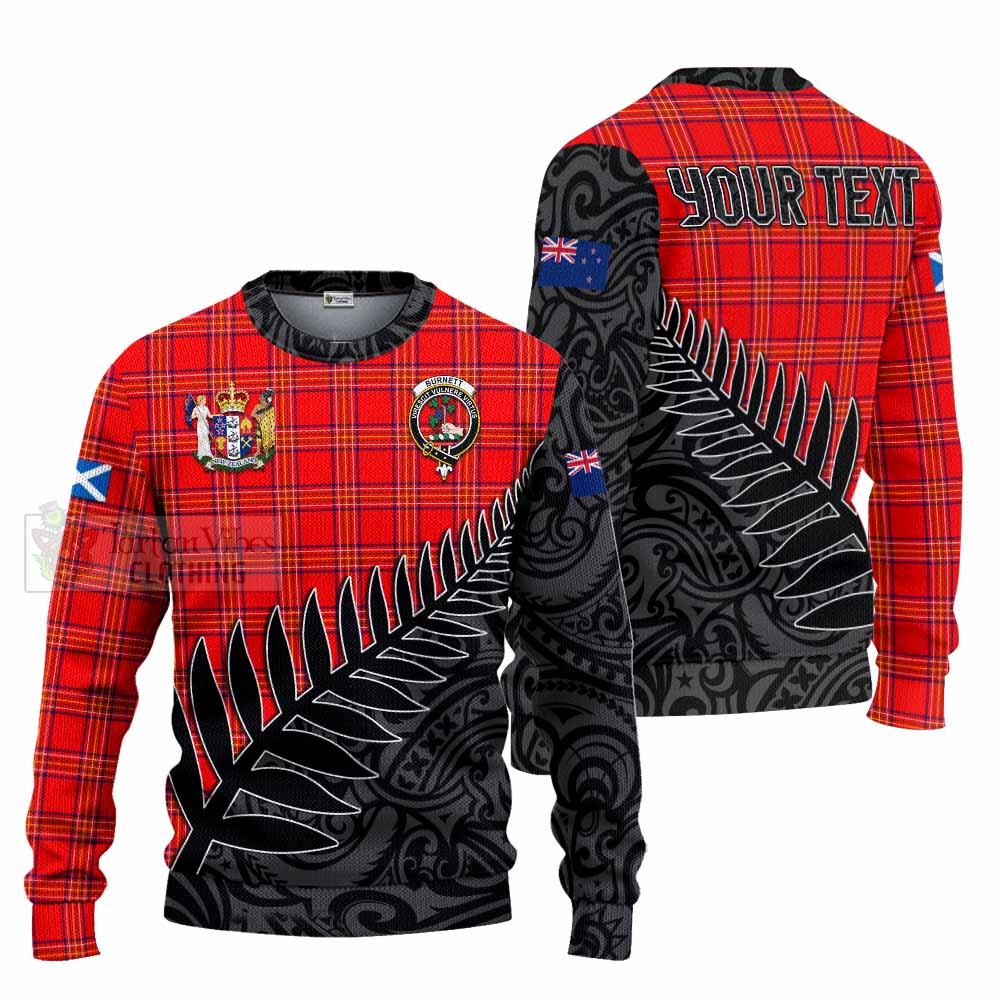 Tartan Vibes Clothing Burnett Crest Tartan Knitted Sweater with New Zealand Silver Fern Half Style