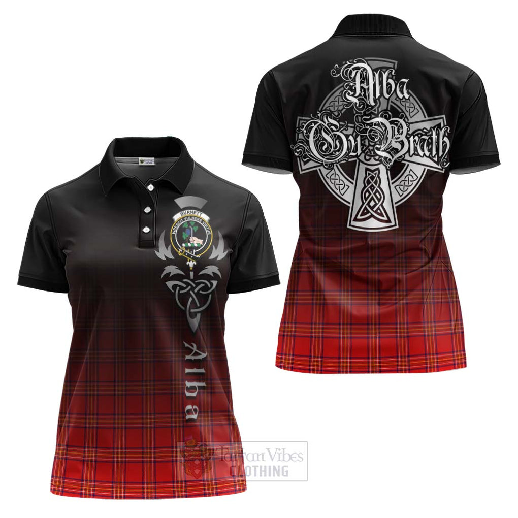 Tartan Vibes Clothing Burnett Tartan Women's Polo Shirt Featuring Alba Gu Brath Family Crest Celtic Inspired