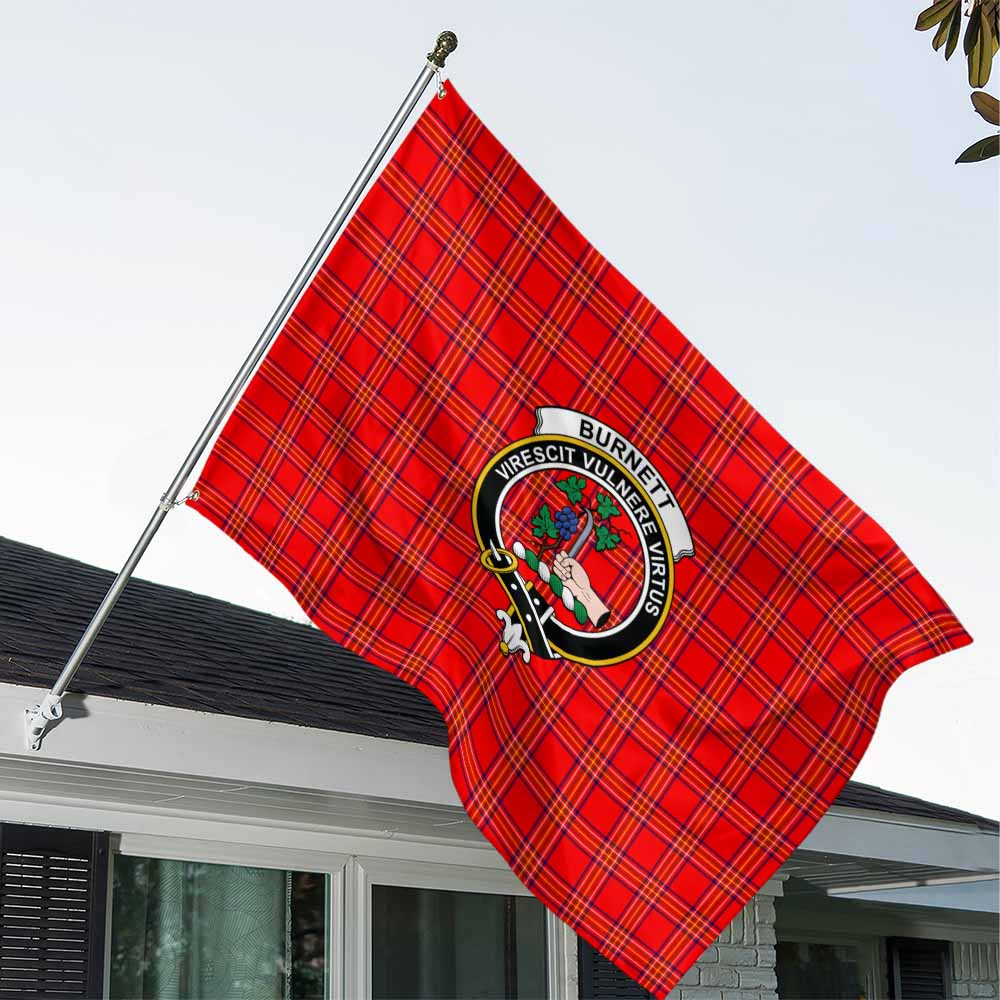 Tartan Vibes Clothing Burnett Tartan House Flag with Family Crest