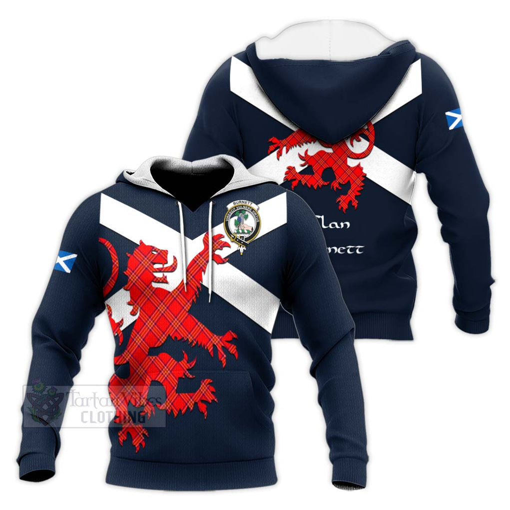 Tartan Vibes Clothing Burnett Tartan Lion Rampant Knitted Hoodie – Proudly Display Your Heritage with Alba Gu Brath and Clan Name