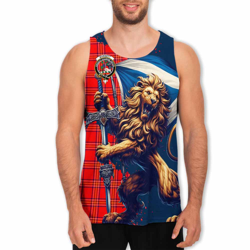 Tartan Vibes Clothing Burnett Tartan Family Crest Men's Tank Top with Scottish Majestic Lion