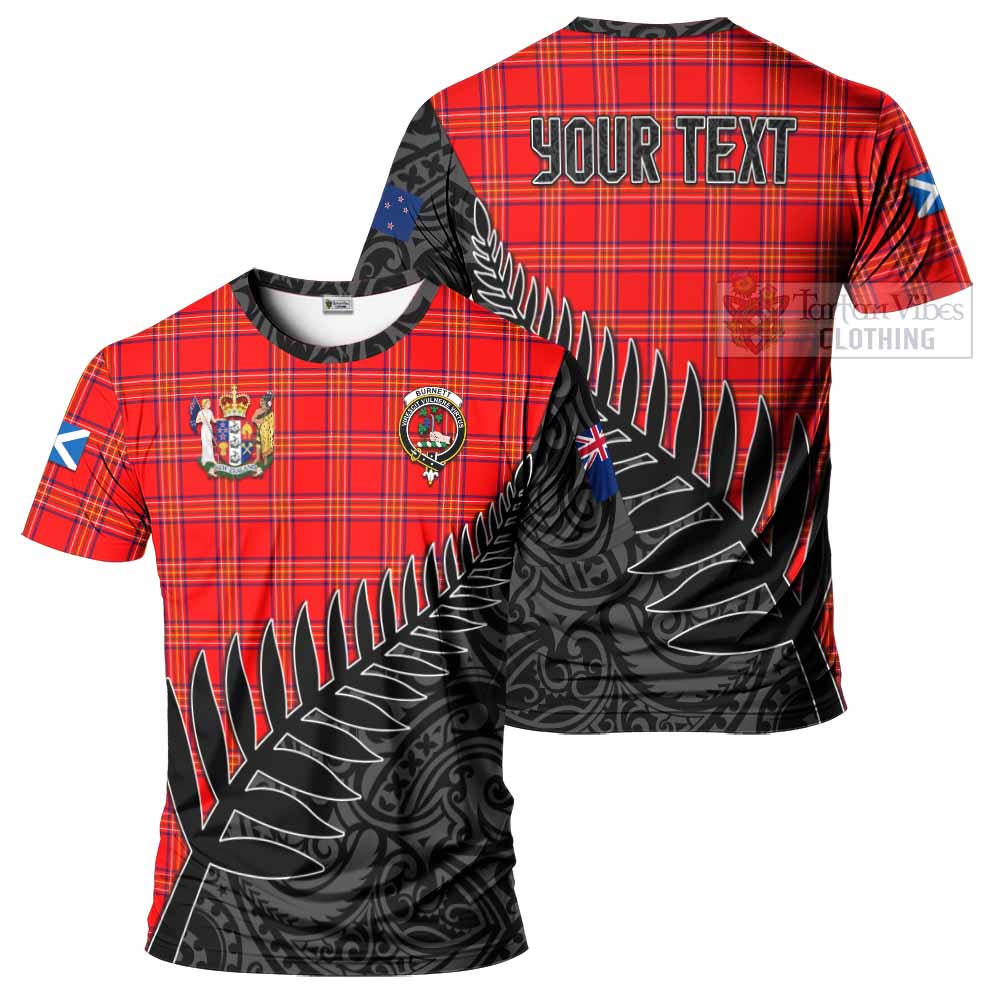 Tartan Vibes Clothing Burnett Crest Tartan T-Shirt with New Zealand Silver Fern Half Style