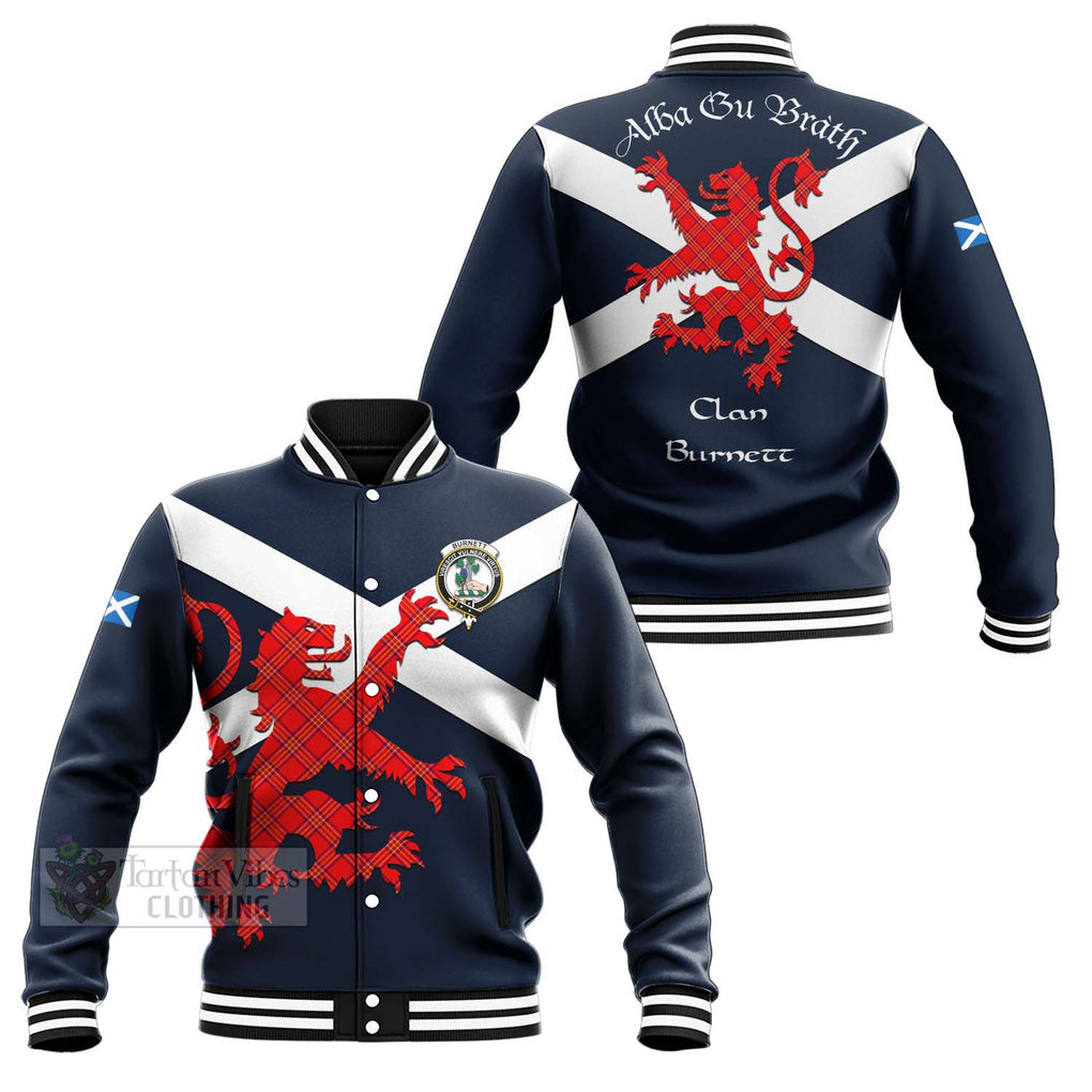 Tartan Vibes Clothing Burnett Tartan Lion Rampant Baseball Jacket – Proudly Display Your Heritage with Alba Gu Brath and Clan Name