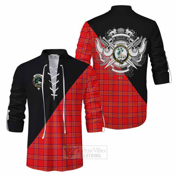 Burnett Tartan Ghillie Kilt Shirt with Family Crest and Military Logo Style