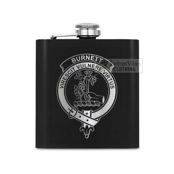 Burnett Crest Hip Flask Set 7oz Black Stainless Steel with A Gift Box