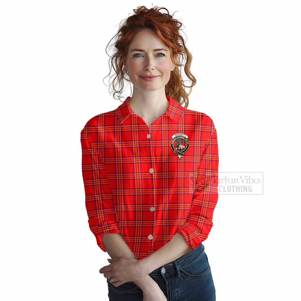 Tartan Vibes Clothing Burnett Tartan Women's Casual Shirt with Family Crest DNA In Me Style