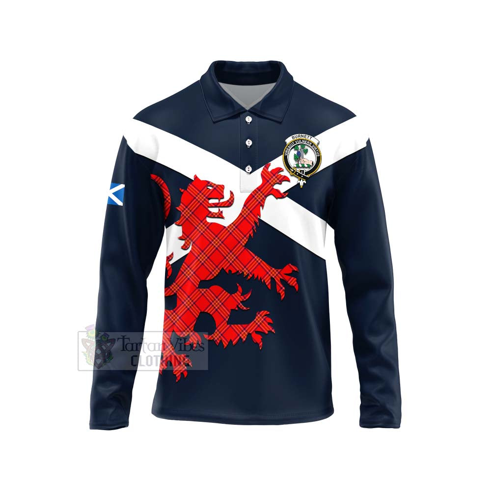 Tartan Vibes Clothing Burnett Tartan Lion Rampant Long Sleeve Polo Shirt – Proudly Display Your Heritage with Alba Gu Brath and Clan Name