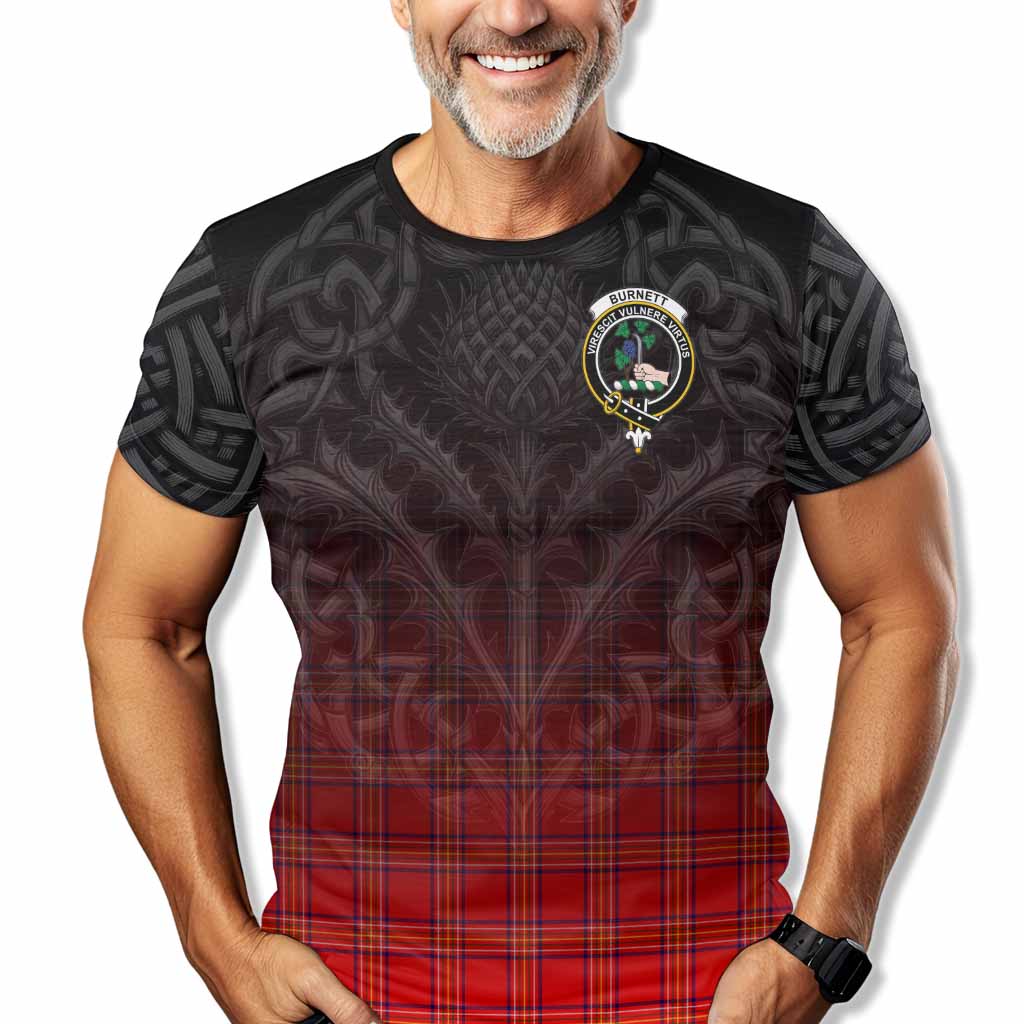 Tartan Vibes Clothing Burnett Tartan T-Shirt with Family Crest Celtic Thistle Vibes