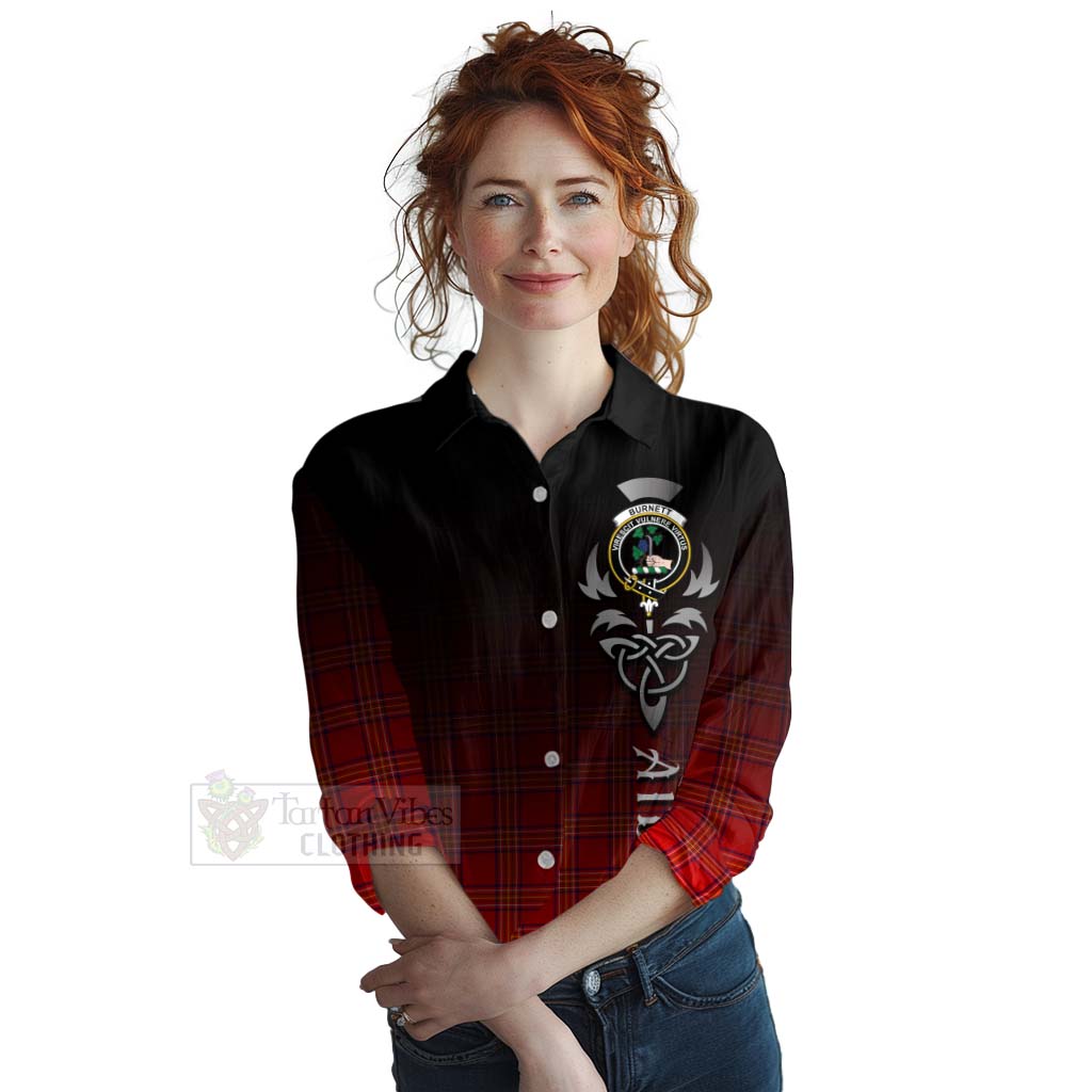 Tartan Vibes Clothing Burnett Tartan Women's Casual Shirt Featuring Alba Gu Brath Family Crest Celtic Inspired