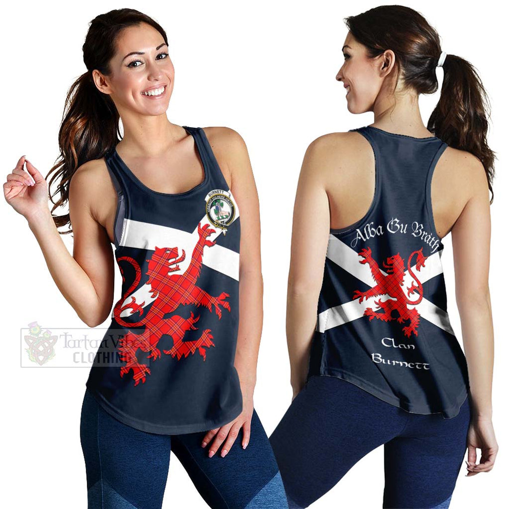 Tartan Vibes Clothing Burnett Tartan Lion Rampant Women's Racerback Tanks – Proudly Display Your Heritage with Alba Gu Brath and Clan Name