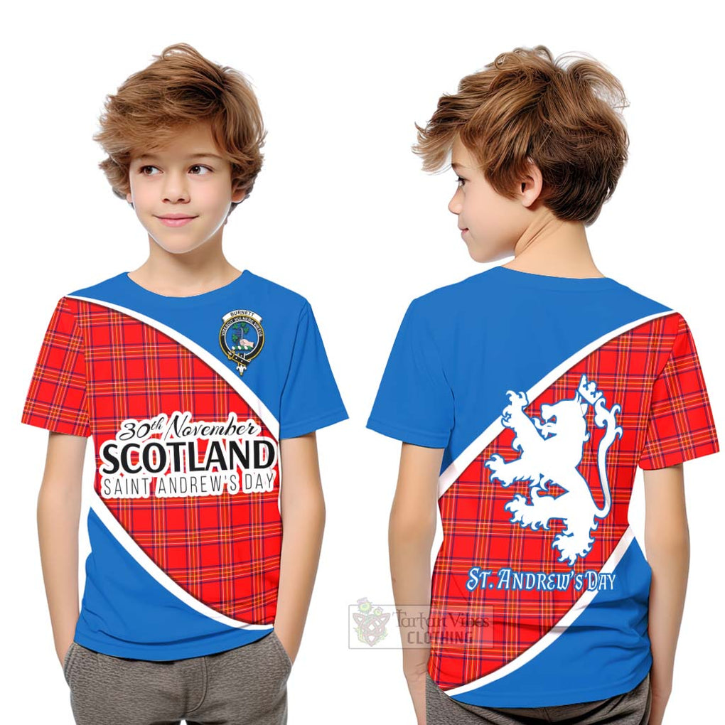 Tartan Vibes Clothing Burnett Family Crest Tartan Kid T-Shirt Celebrate Saint Andrew's Day in Style