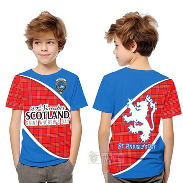 Burnett Family Crest Tartan Kid T-Shirt Celebrate Saint Andrew's Day in Style