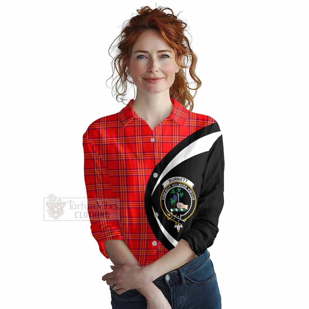 Tartan Vibes Clothing Burnett Tartan Women's Casual Shirt with Family Crest Circle Style