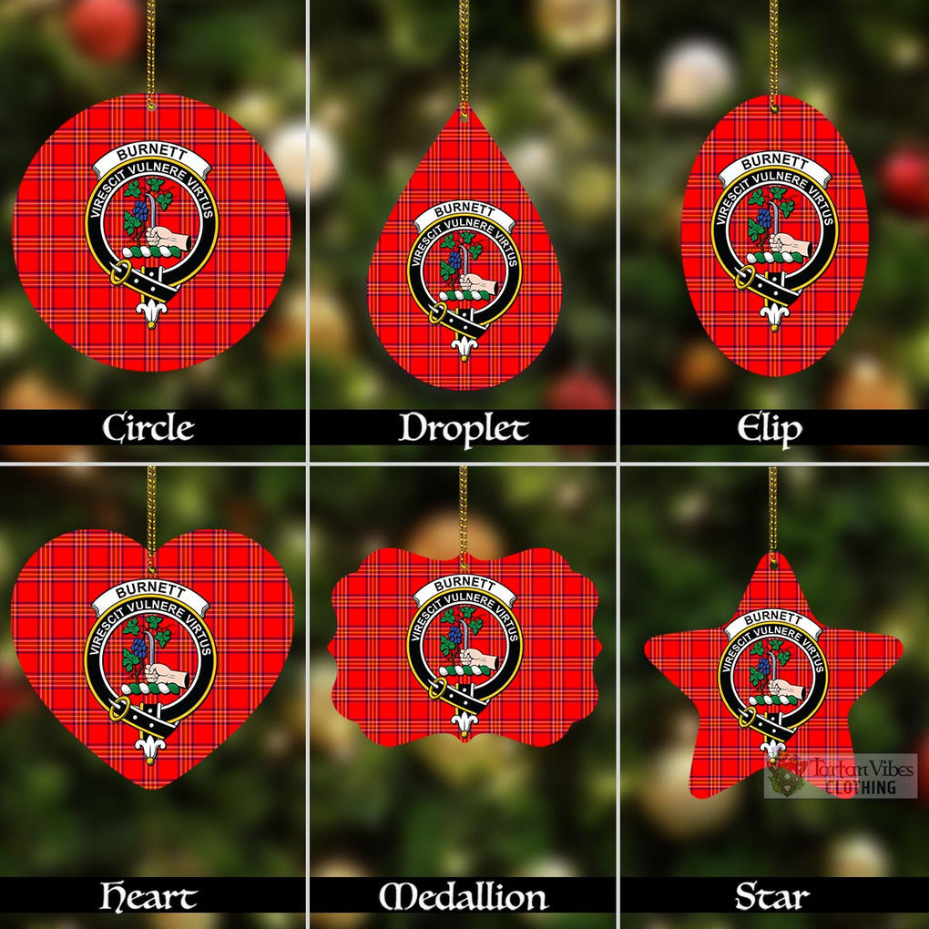 Tartan Vibes Clothing Burnett Tartan Christmas Aluminium Ornament with Family Crest