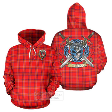 Burnett Tartan Hoodie with Family Crest Celtic Skull Style