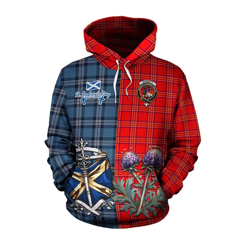 Tartan Vibes Clothing Burnett Tartan Cotton Hoodie Happy St. Andrew's Day Half Tartan Style