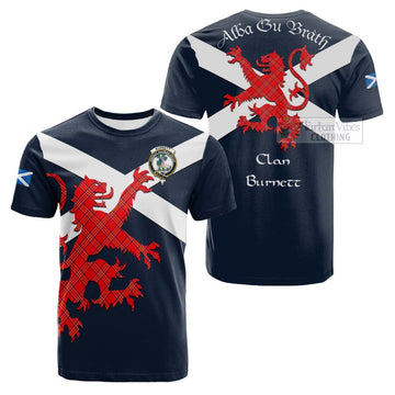 Burnett Tartan Lion Rampant Cotton T-shirt Proudly Display Your Heritage with Alba Gu Brath and Clan Name