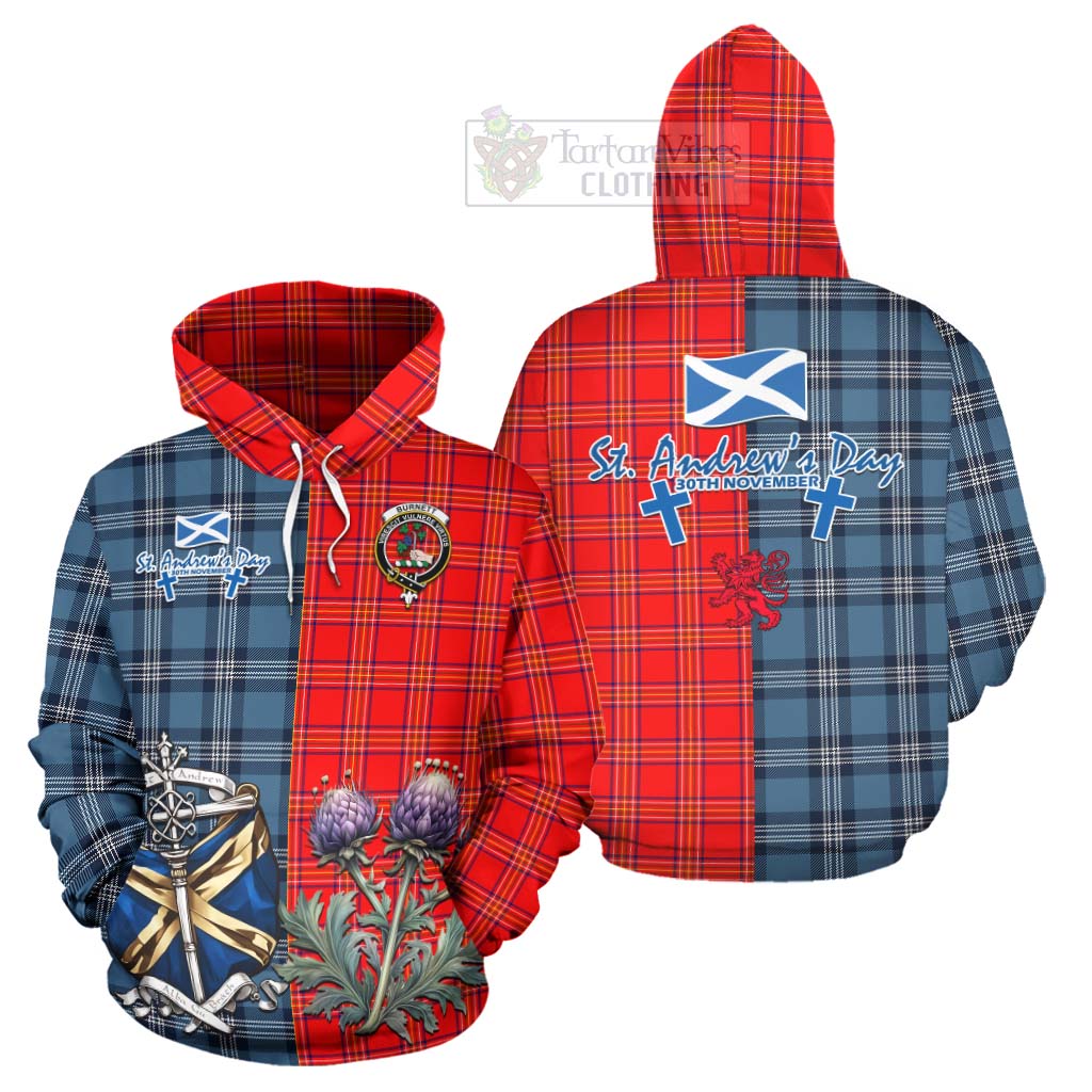 Tartan Vibes Clothing Burnett Tartan Hoodie Happy St. Andrew's Day Half Tartan Style