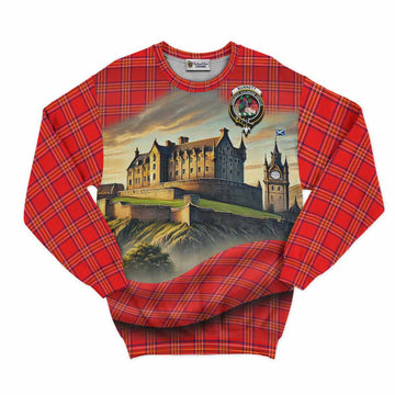 Burnett Tartan Family Crest Sweatshirt with Scottish Ancient Castle Style Unisex - Tartan Vibes Clothing
