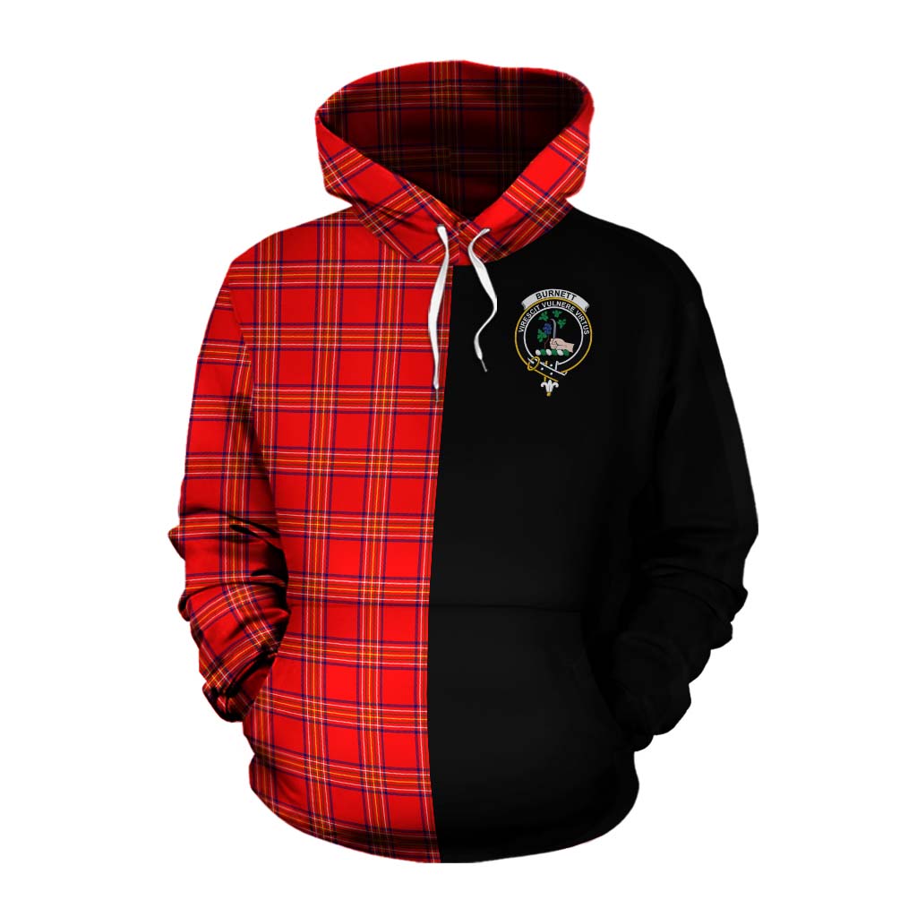 Tartan Vibes Clothing Burnett Tartan Cotton Hoodie with Family Crest and Half Of Me Style