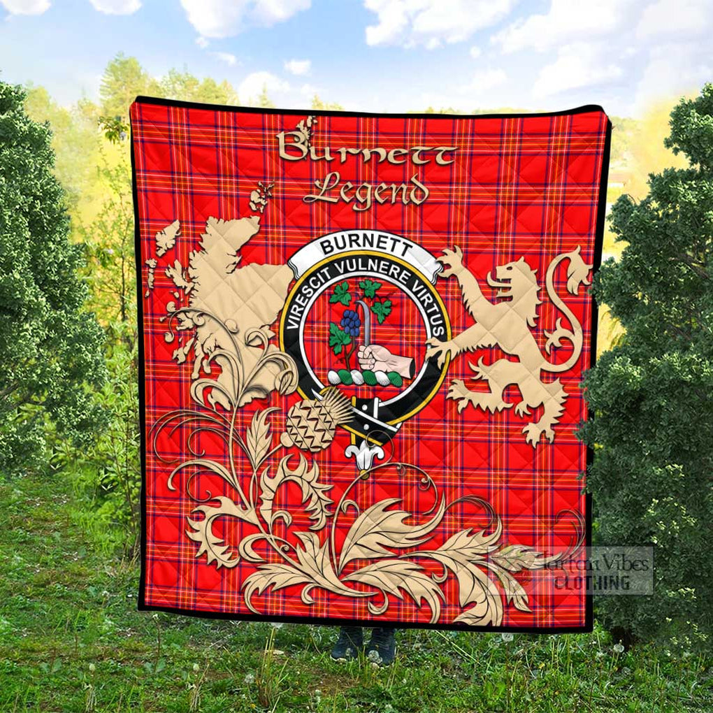 Tartan Vibes Clothing Burnett Tartan Quilt with Family Crest and Scottish Symbol Style