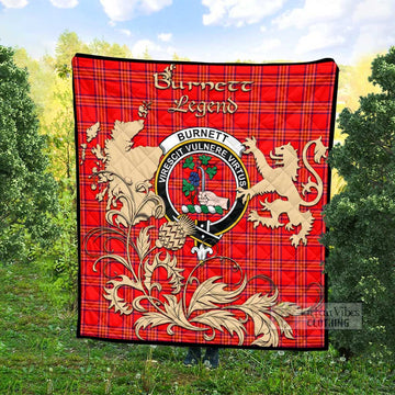 Burnett Tartan Quilt with Family Crest and Scottish Symbol Style