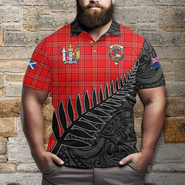 Burnett Crest Tartan Polo Shirt with New Zealand Silver Fern Half Style