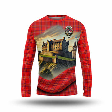 Burnett Tartan Family Crest Long Sleeve T-Shirt with Scottish Ancient Castle Style Unisex - Tartan Vibes Clothing