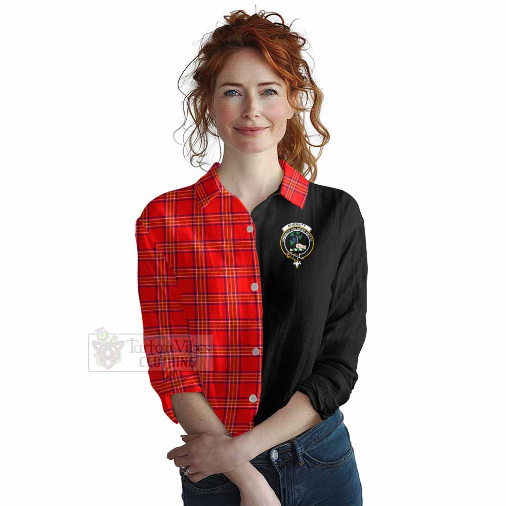 Tartan Vibes Clothing Burnett Tartan Women's Casual Shirt with Family Crest and Half Of Me Style