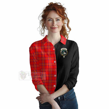 Burnett Tartan Women's Casual Shirt with Family Crest and Half Of Me Style