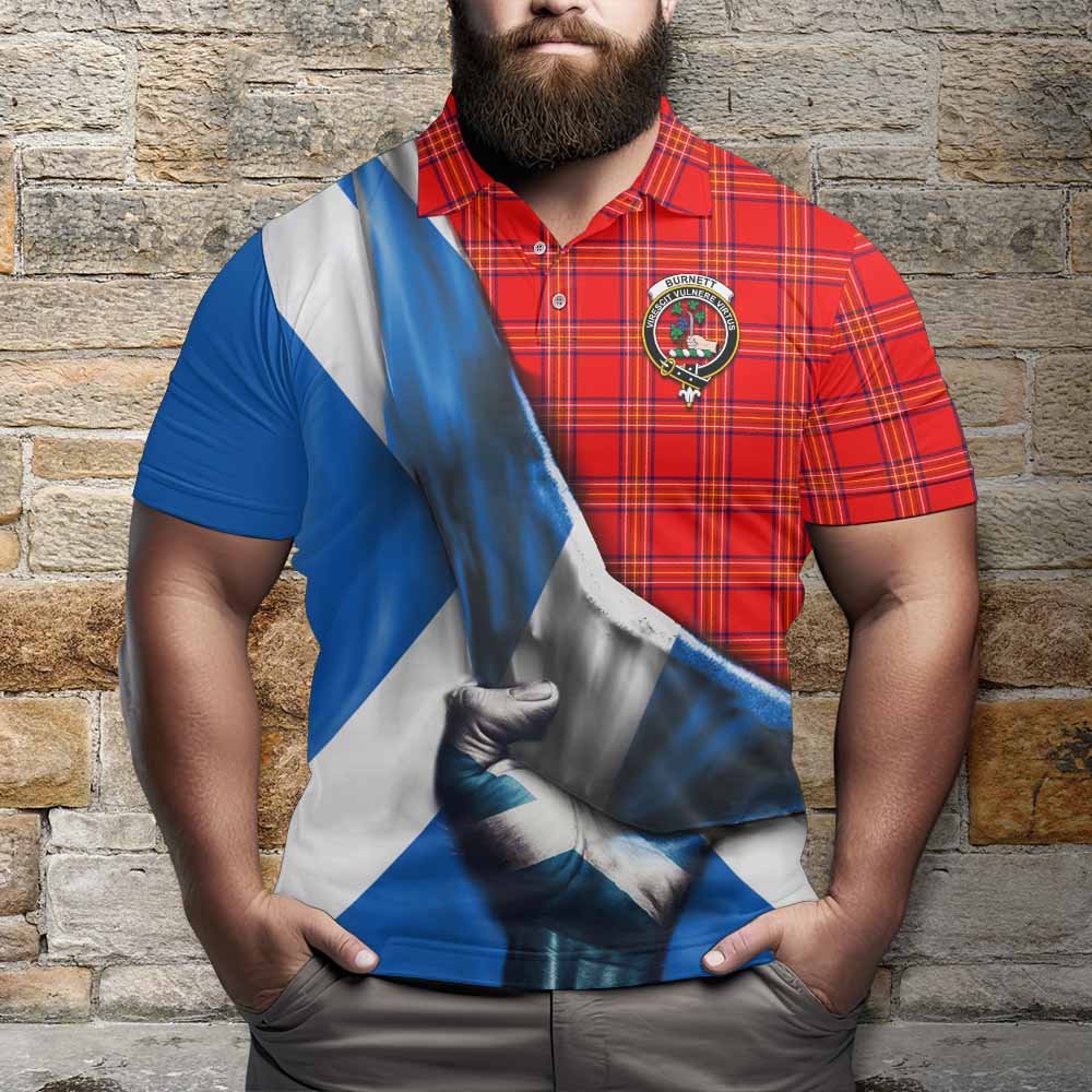 Tartan Vibes Clothing Burnett Tartan Polo Shirt with Family Crest Scotland Patriotic Style