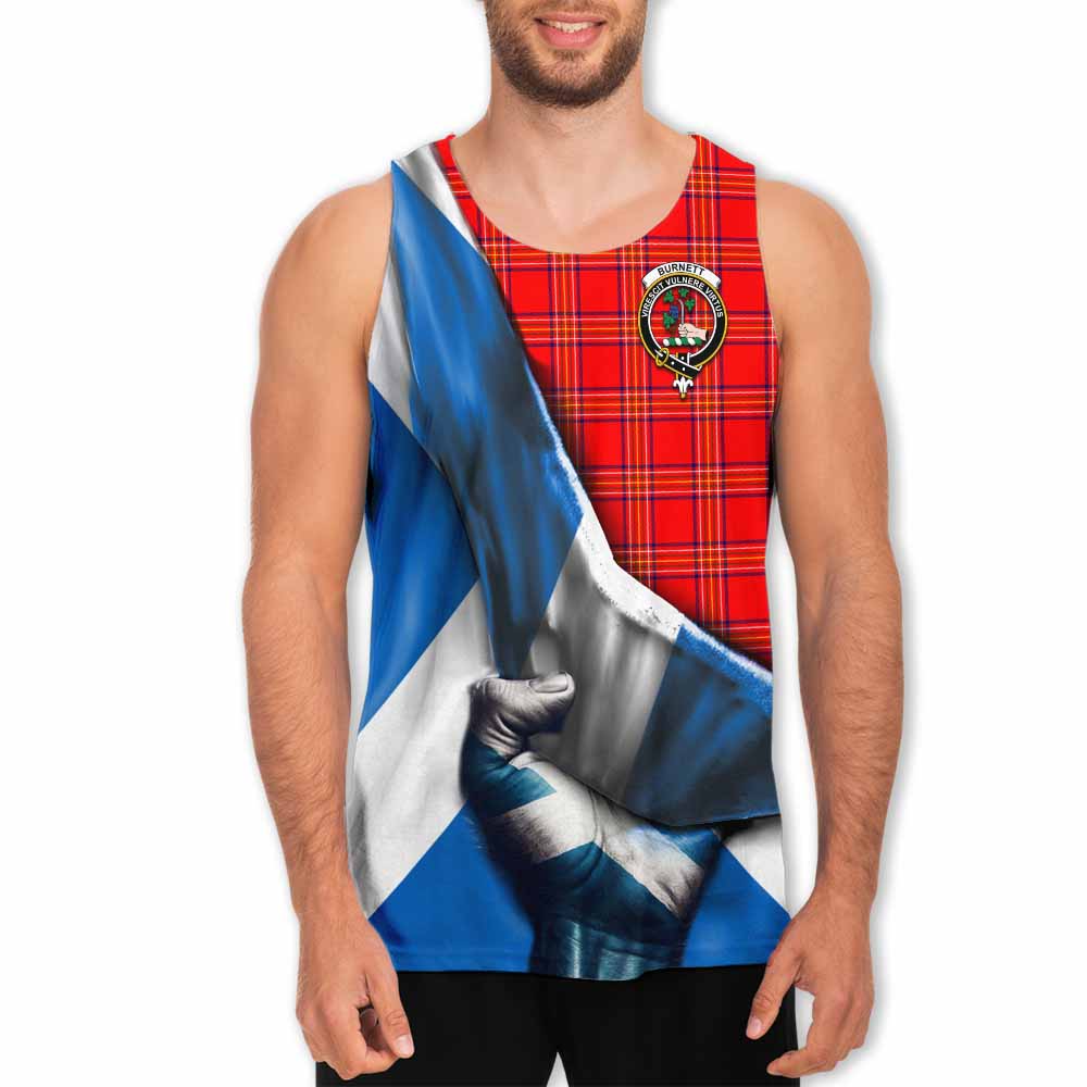 Tartan Vibes Clothing Burnett Tartan Men's Tank Top with Family Crest Scotland Patriotic Style