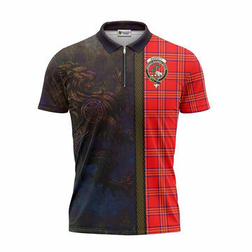 Burnett Tartan Family Crest Zipper Polo Shirt Alba Gu Brath Be Brave Lion Ancient Style Unisex - Tartan Vibes Clothing