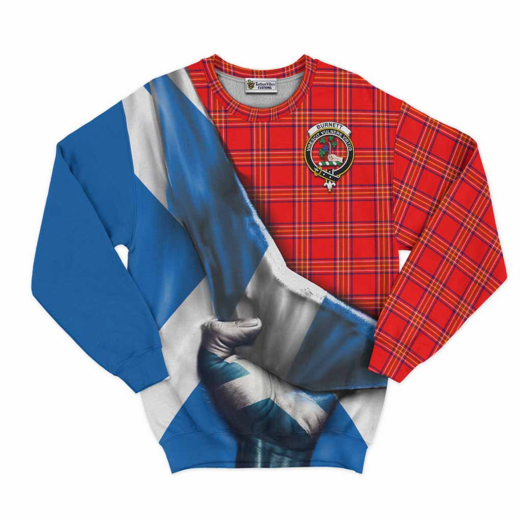 Tartan Vibes Clothing Burnett Tartan Sweatshirt with Family Crest Scotland Patriotic Style