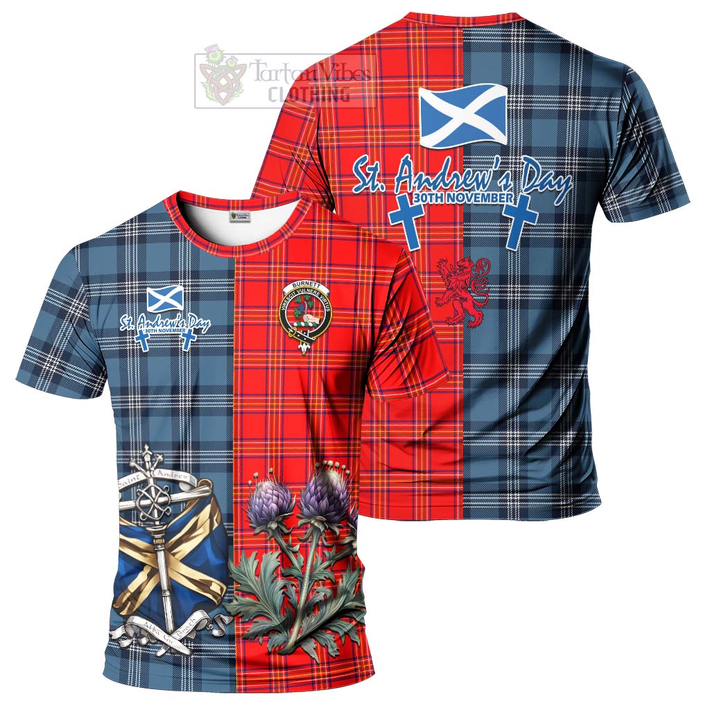 Tartan Vibes Clothing Burnett Tartan T-Shirt Happy St. Andrew's Day Half Tartan Style