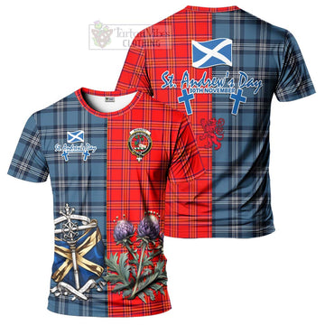 Burnett Tartan T-Shirt Happy St. Andrew's Day Half Tartan Style