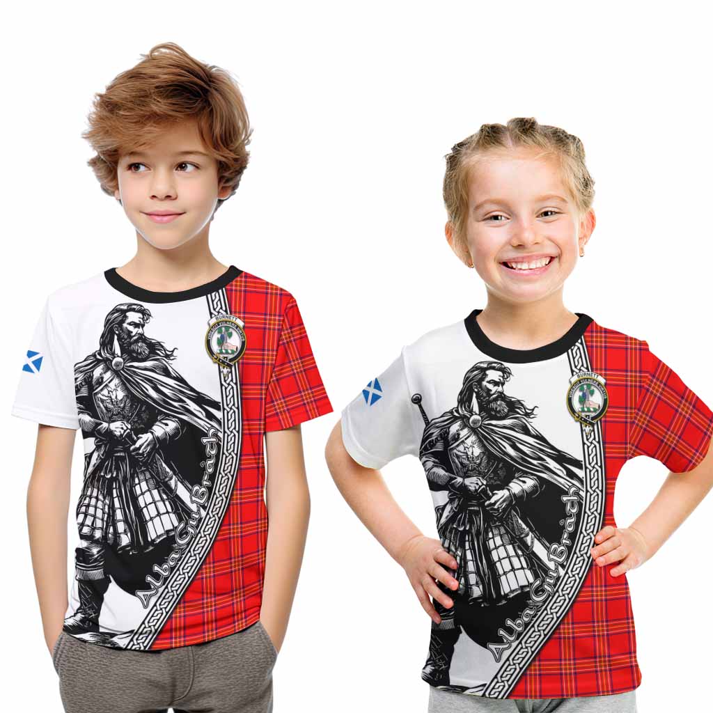 Burnett Tartan Clan Crest Kid T-Shirt with Highlander Warrior Celtic Style