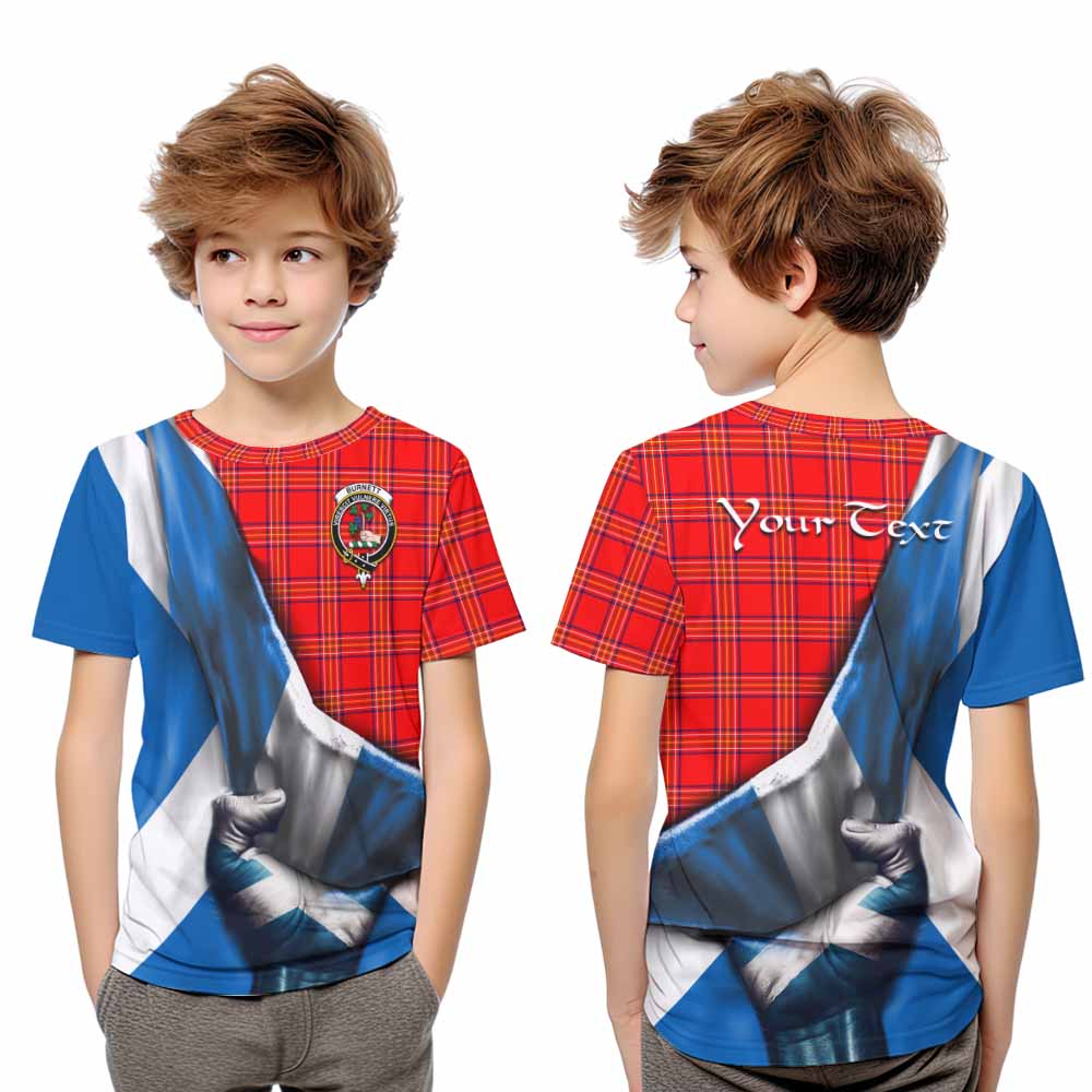 Tartan Vibes Clothing Burnett Tartan Kid T-Shirt with Family Crest Scotland Patriotic Style