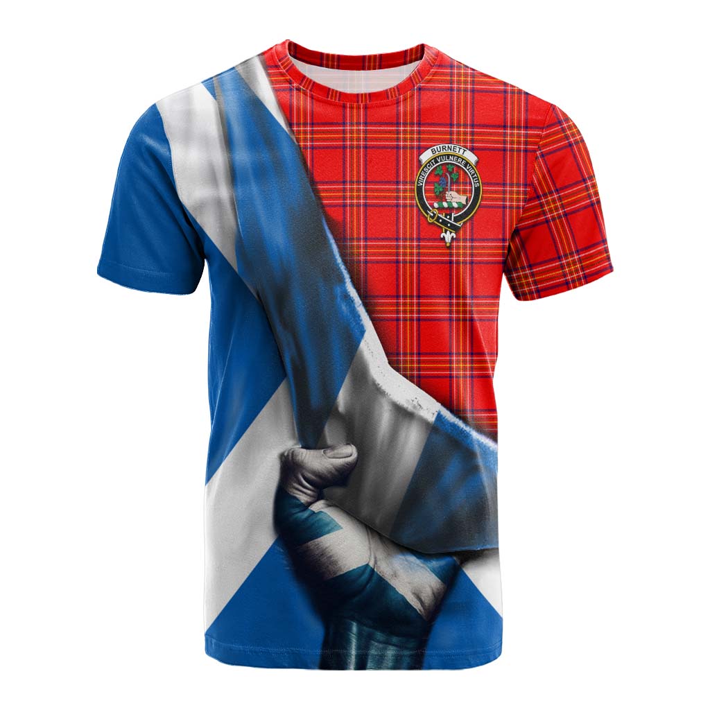 Tartan Vibes Clothing Burnett Tartan Cotton T-shirt with Family Crest Scotland Patriotic Style