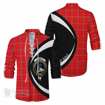 Burnett Tartan Ghillie Kilt Shirt with Family Crest Circle Style